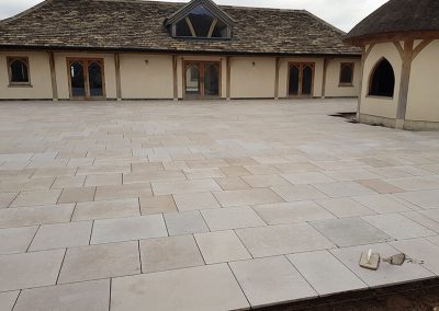 Limestone Paving in Progress at Leaf and Ground Farm Shop and Cafe